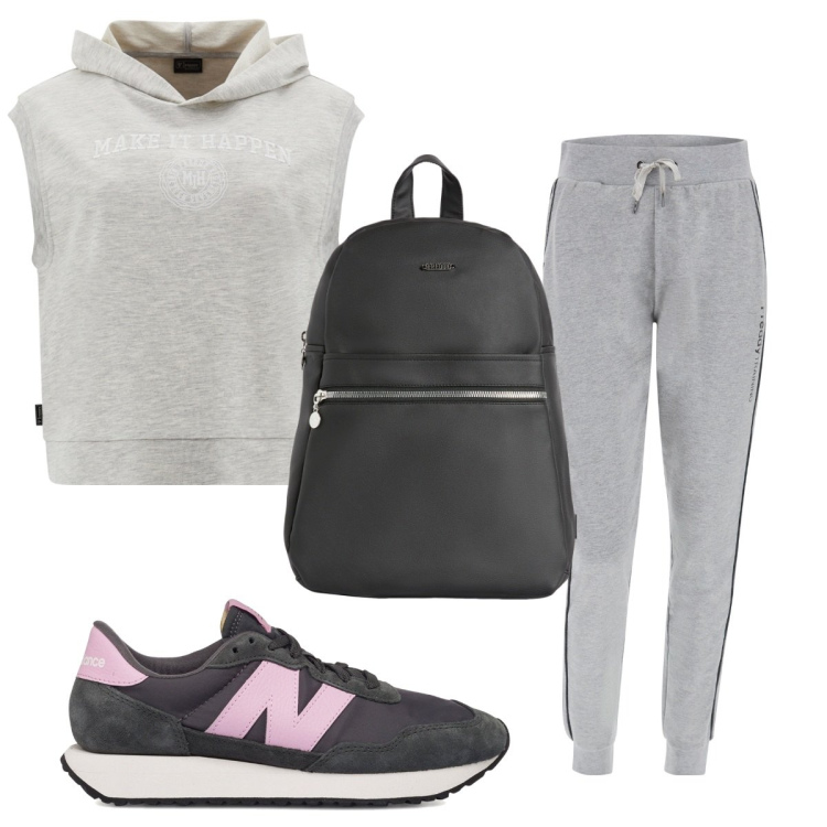 Outfit donna - Total look #1765783. Stile Basic per Sport. Abbinamento con zaini, pantaloni, felpe con cappuccio, sneakers.