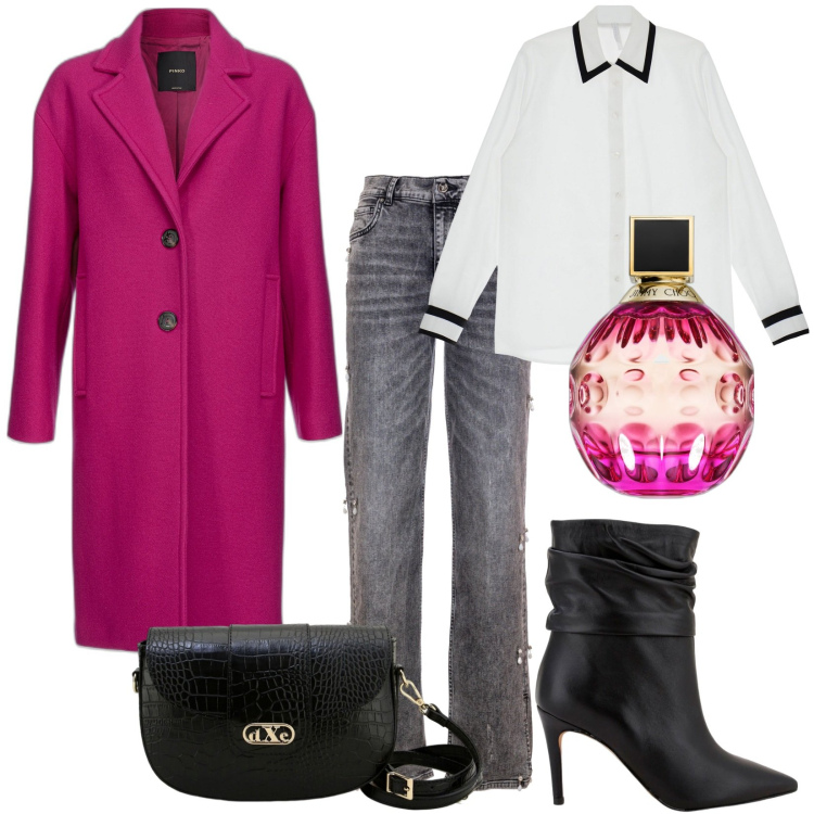 Outfit donna - Dixie e dintorni. Stile Trendy per Tutti i giorni. Abbinamento con profumi, cappotti, jeans dritti, camicie, pochette, stivaletti.