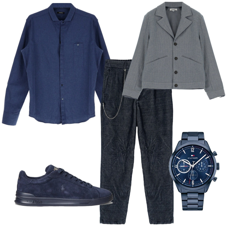 Outfit uomo - Total look #1765824. Stile Trendy per Tutti i giorni. Abbinamento con camicie, cappotti, pantaloni capri, sneakers, orologi analogici.