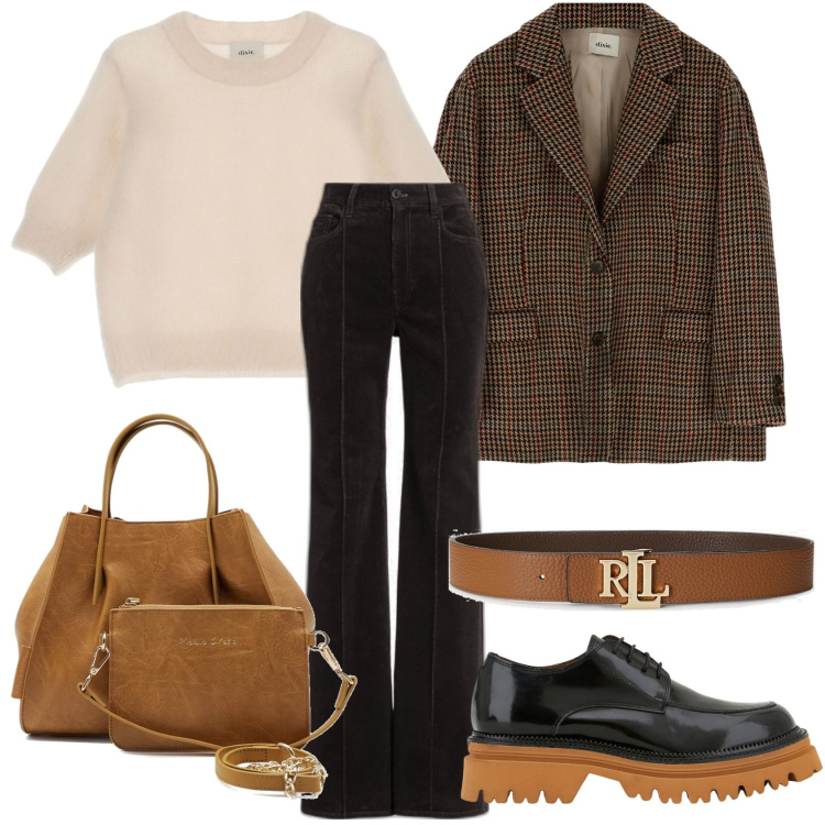 Outfit donna - Caramello. Stile Urban per Scuola/Università. Abbinamento con pullovers, scarpe stringate, cappotti, cinture, pantaloni, borse a mano.