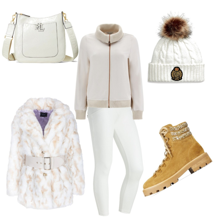 Outfit donna - Quando fa freddo. Stile Casual chic per Tutti i giorni. Abbinamento con cappotti, pantaloni skinny, felpe, berretti, borse a tracolla, stivaletti.