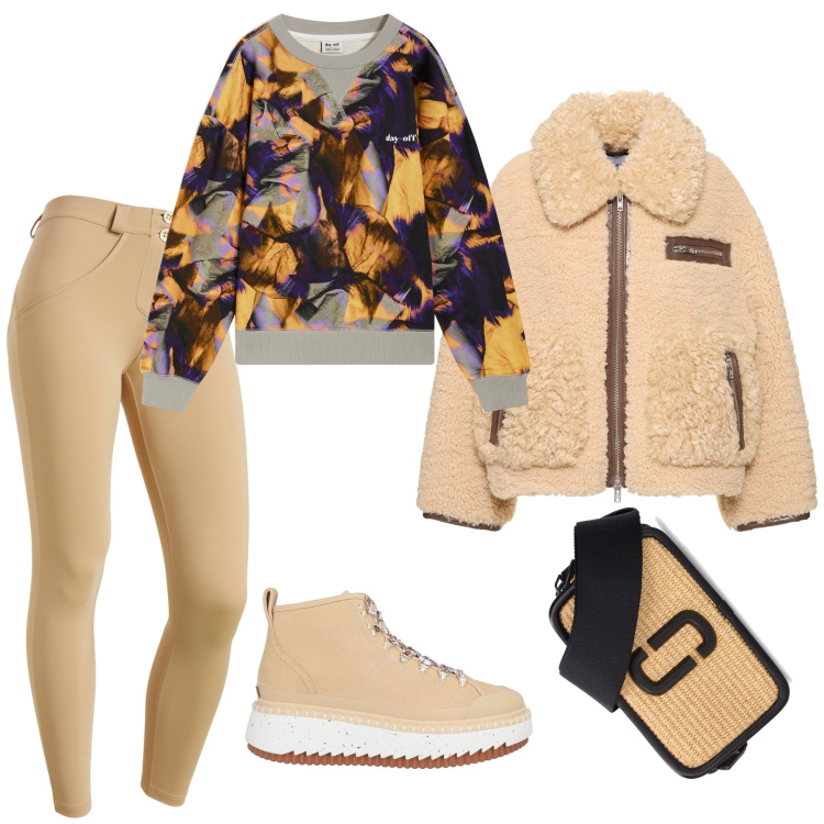 Outfit donna - Con la felpa in fiore. Stile Chic per Tutti i giorni. Abbinamento con stivaletti, pantaloni skinny, felpe, cappotti, borse a spalla.