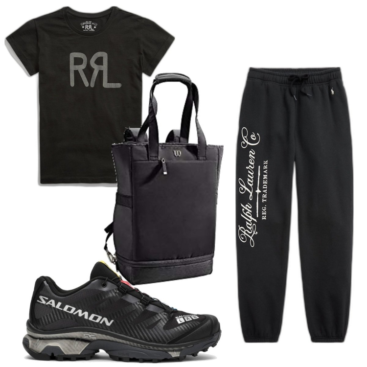 Outfit donna - Total look #1766355. Stile Basic per Sport. Abbinamento con t-shirt, pantaloni, borse sportive, sneakers.