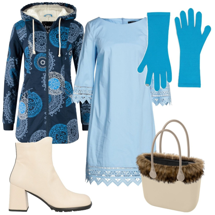 Outfit donna - Non so rinunciare a... i guanti. Stile Trendy per Tutti i giorni. Abbinamento con parka, vestiti corti, stivaletti, borse a spalla, guanti.