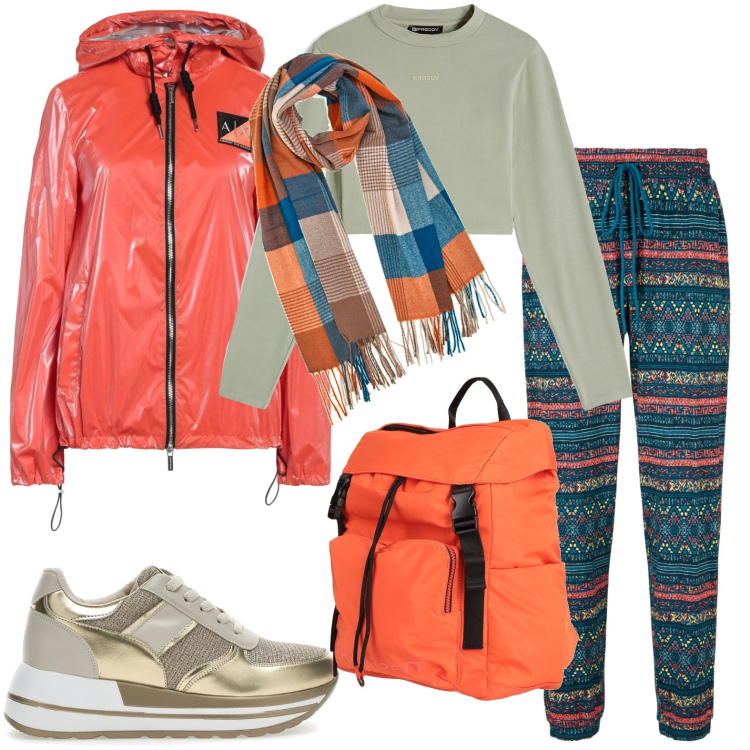 Outfit donna - Total look #1766404. Stile Casual per Tutti i giorni. Abbinamento con pantaloni, cappotti, zaini, maglieria, sneakers, sciarpe.