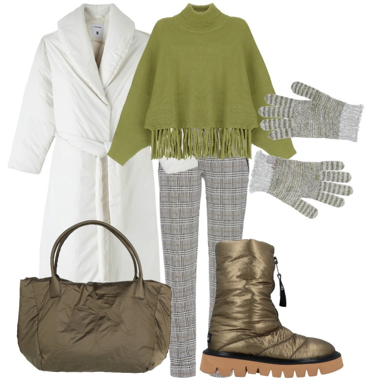 Outfit donna - Mobbida Mobbida. Stile Casual per Tutti i giorni. Abbinamento con pantaloni, stivaletti, borse a mano, guanti, piumini, maglieria.
