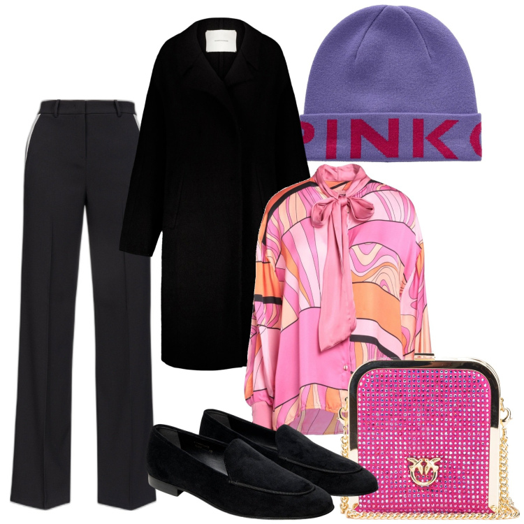 Outfit donna - La cuffia. Stile Chic per Serata fuori. Abbinamento con camicie, pantaloni, clutch, berretti, cappotti, mocassini.