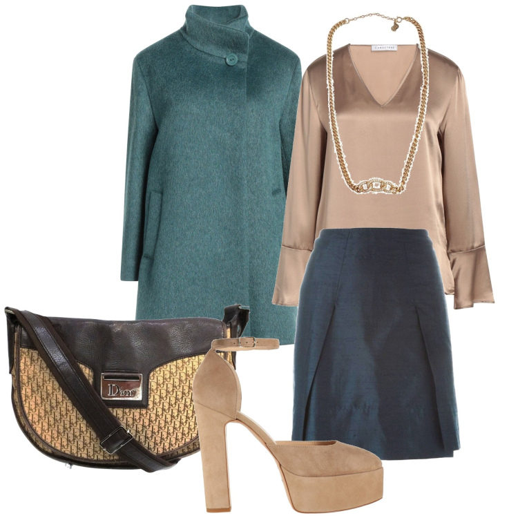 Outfit donna - Yoox glamour. Stile Glamour per Ufficio. Abbinamento con décolleté, top, minigonne, cappotti, collane, borse a spalla.