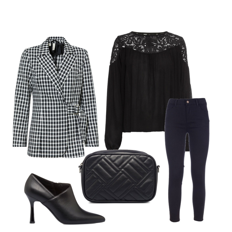 Outfit donna - Total look #1766863. Abbinamento con tuniche, blazer, jeans skinny, borse a tracolla, décolleté.