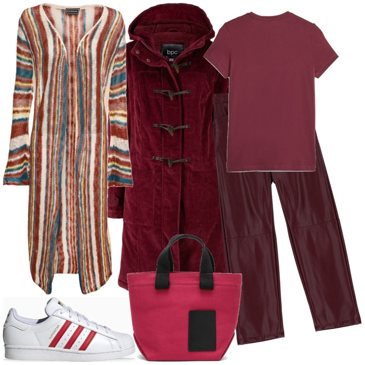 Outfit donna - Easy like a sunday morning. Stile Casual per Tutti i giorni. Abbinamento con montgomery, cardigans, pantaloni, t-shirt, sneakers, borse a mano.