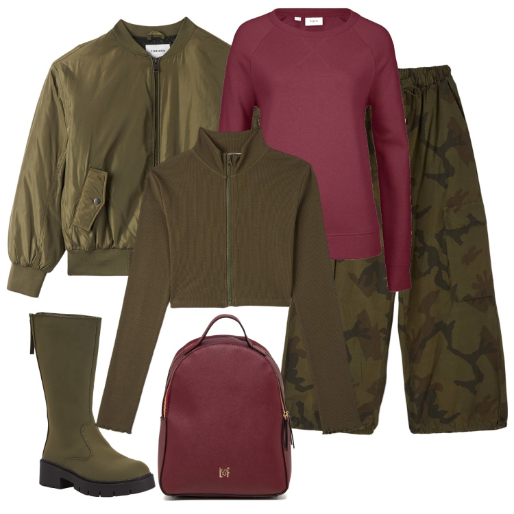 Outfit donna - A Natale puoi. Stile Urban per Tutti i giorni. Abbinamento con felpe, stivaletti, pantaloni cargo, bomber, t-shirt, zaini.