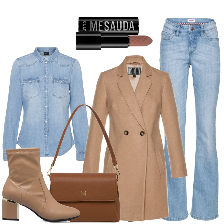 Outfit donna - Oggi mi sono vestita così. Stile Casual chic per Tutti i giorni. Abbinamento con jeans bootcut, cappotti, rossetti, stivaletti, camicie, borse a tracolla.