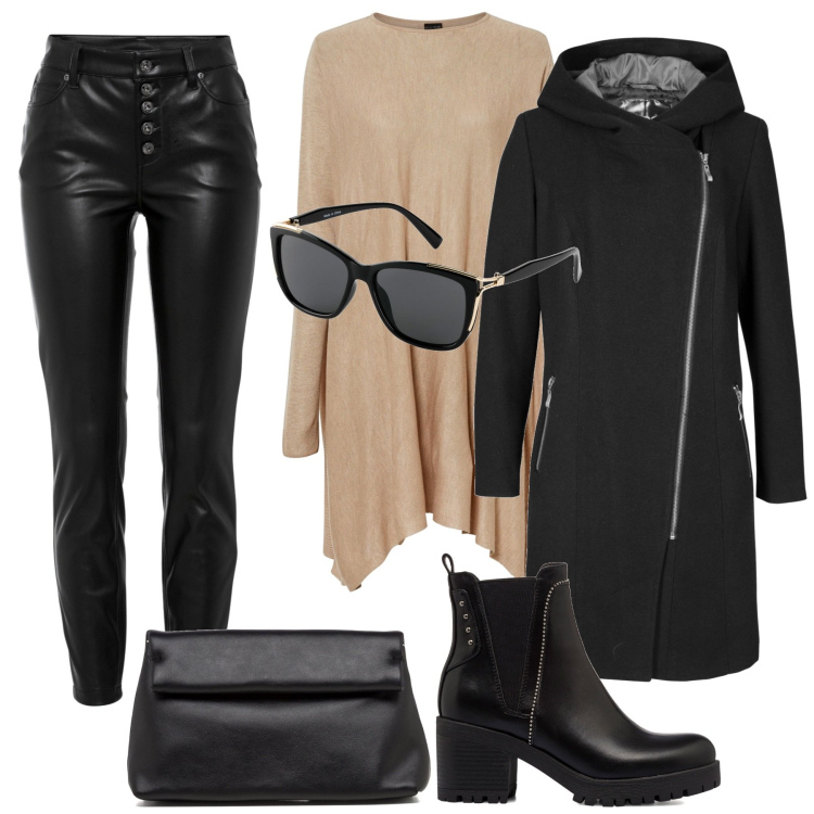 Outfit donna - Gli occhiali perfetti. Stile Trendy per Tutti i giorni. Abbinamento con blazer, maglieria, occhiali da sole, pantaloni, stivaletti, borse a tracolla.