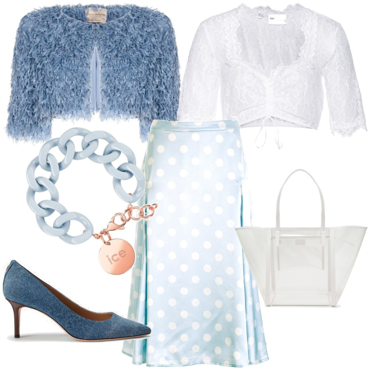 Outfit donna - Compleanno da amici. Stile Chic per Cerimonia. Abbinamento con camicie, bolero, gonne longuette, décolleté, braccialetti, borse tote.