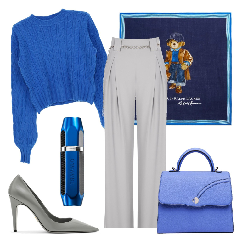 Outfit donna - Il foulard. Stile Casual chic per Tutti i giorni. Abbinamento con profumi, pantaloni, sciarpe, pullovers, décolleté, borse a mano.