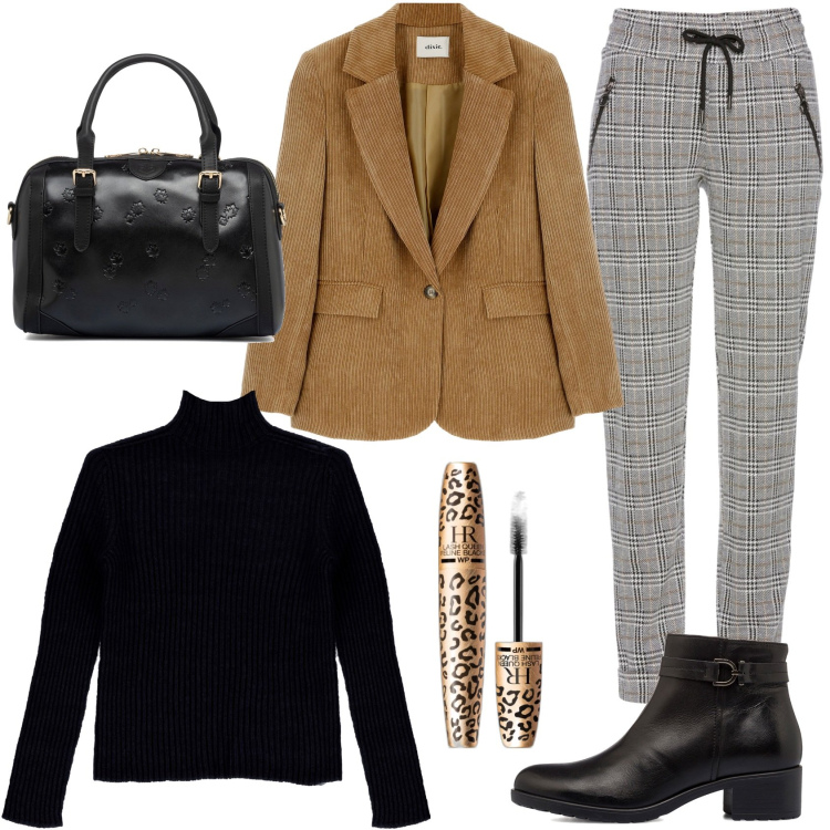 Outfit donna - Mai senza il rimmel!. Stile Casual per Tutti i giorni. Abbinamento con pantaloni, mascara, pullovers, cappotti, stivaletti, borse a mano.