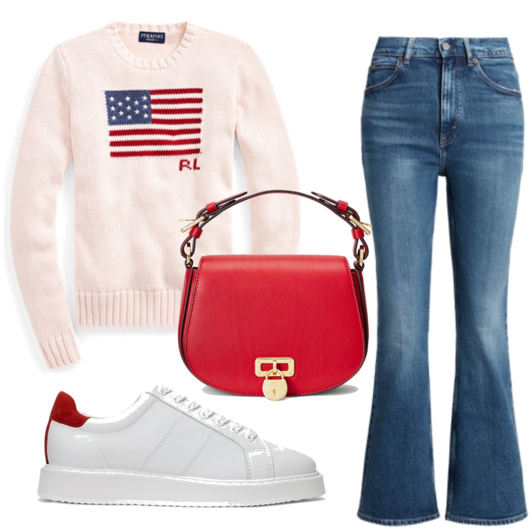 Outfit donna - Total look #1767417. Stile Minimal per Tutti i giorni. Abbinamento con jeans, maglieria, sneakers, borse a tracolla.