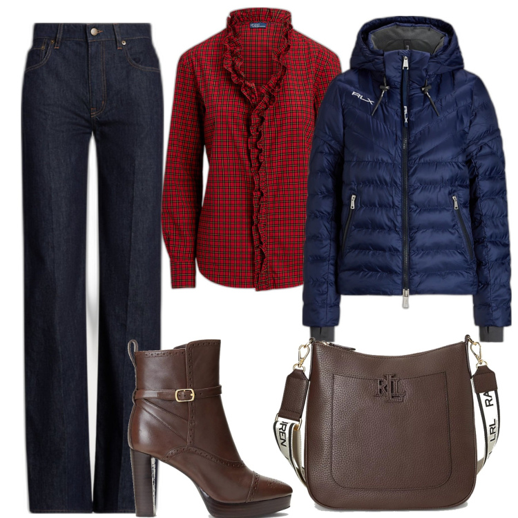 Outfit donna - Casual chic / Ralph. Stile Casual chic per Tutti i giorni. Abbinamento con borse a tracolla, camicie, jeans, cappotti, stivaletti.