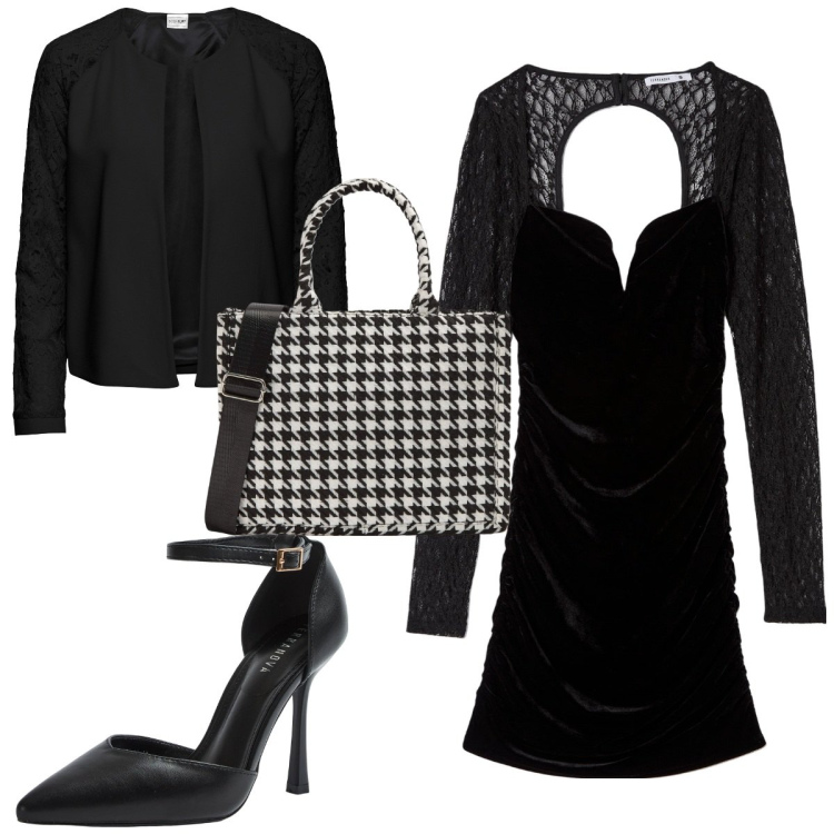 Outfit donna - Total look #1768560. Stile Trendy per Serata fuori. Abbinamento con blazer, shopping bag, décolleté, vestiti.