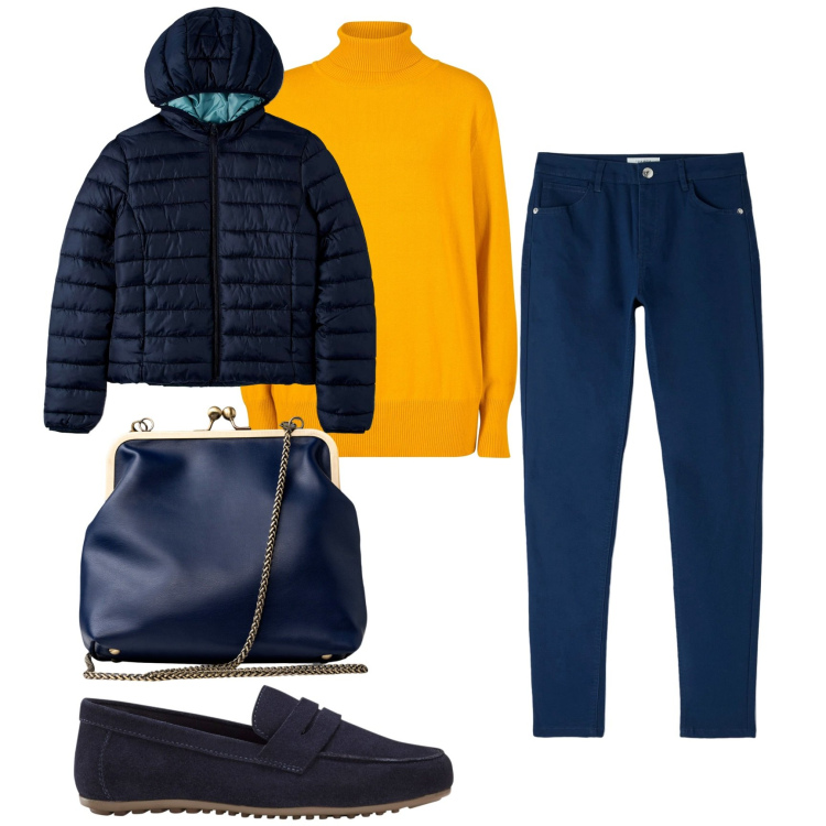 Outfit donna - Total look #1768566. Stile Basic per Tutti i giorni. Abbinamento con mocassini, maglieria, piumini, pantaloni, clutch.