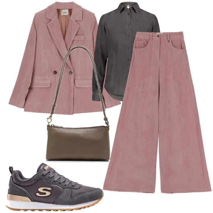 Outfit donna - Total look #1768570. Stile Casual chic per Tutti i giorni. Abbinamento con sneakers, pantaloni, cappotti, borse a spalla, camicie.