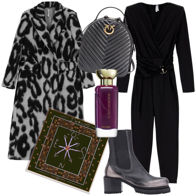 Outfit donna - Total look #1768663. Stile Bon Ton per Serata fuori. Abbinamento con profumi, stivaletti chelsea, zaini, tute, cappotti, scialli.