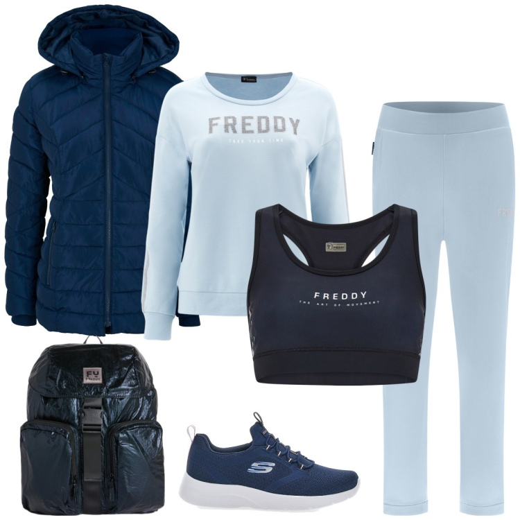 Outfit donna - Total look #1768693. Stile Sporty chic per Sport. Abbinamento con giacche, pantaloni, felpe, zaini, reggiseni, sneakers.