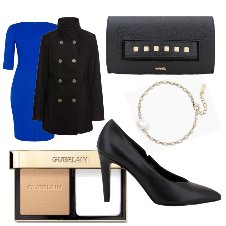 Outfit donna - Aperitivo #747589. Stile Bon Ton per Serata fuori. Abbinamento con caban, fondotinta, braccialetti, vestiti midi/longuette, décolleté, pochette.