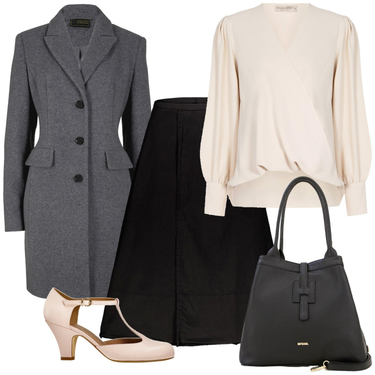Outfit donna - Apericena bon ton. Stile Bon Ton per Serata fuori. Abbinamento con décolleté, cappotti, bluse, borse a secchiello, gonne lunghe.