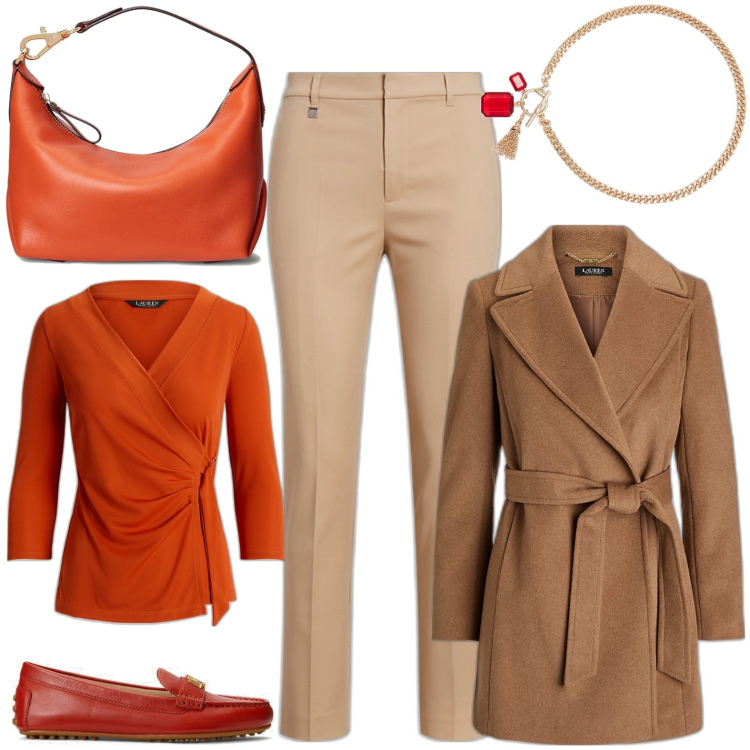 Outfit donna - Educazione sentimentale. Stile Chic per Tutti i giorni. Abbinamento con mocassini, maglieria, cappotti, pantaloni, borse a spalla, collane.