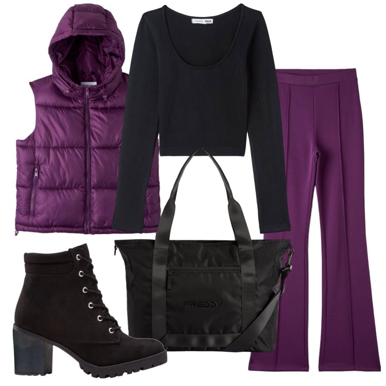 Outfit donna - Total look #1768945. Stile Casual per Tutti i giorni. Abbinamento con stivaletti, pantaloni, piumini, maglieria, borse tote.
