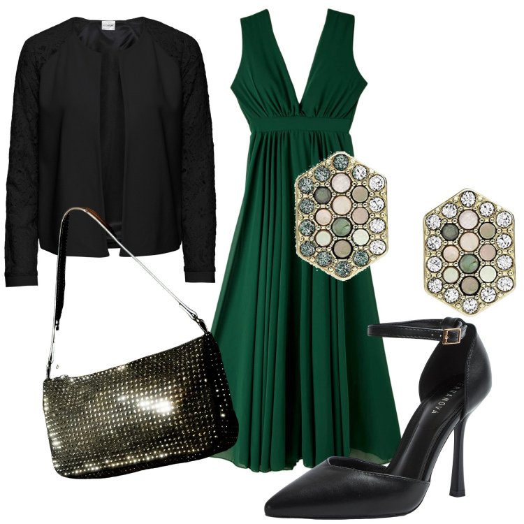 Outfit donna - Spendo poco. Stile Chic per Cerimonia. Abbinamento con blazer, vestiti, borse a spalla, décolleté, orecchini.