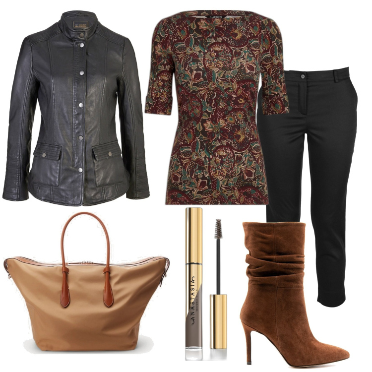 Outfit donna - Pronta. Stile Vintage retrò per Tutti i giorni. Abbinamento con blazer, mascara, stivaletti, borse tote, top, pantaloni.