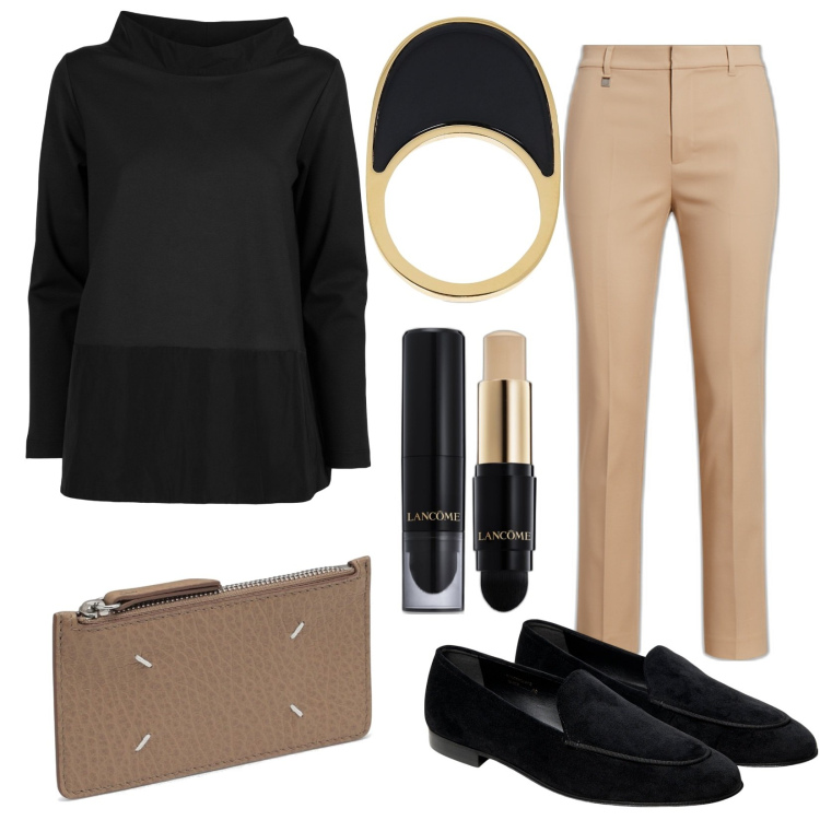 Outfit donna - Total look #1769486. Stile Basic per Tutti i giorni. Abbinamento con fondotinta, pantaloni, mocassini, t-shirt, anelli, portafogli.
