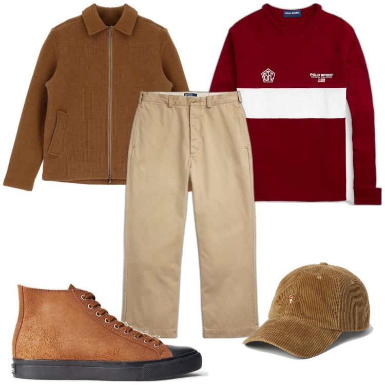 Outfit uomo - Total look #1769503. Stile Trendy per Tutti i giorni. Abbinamento con cappotti, sneakers, pantaloni chino, pullovers, cappelli.