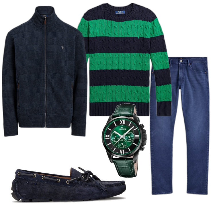 Outfit uomo - Total look #1769821. Stile Trendy per Tutti i giorni. Abbinamento con scarpe stringate, cappotti, jeans, orologi, maglieria.