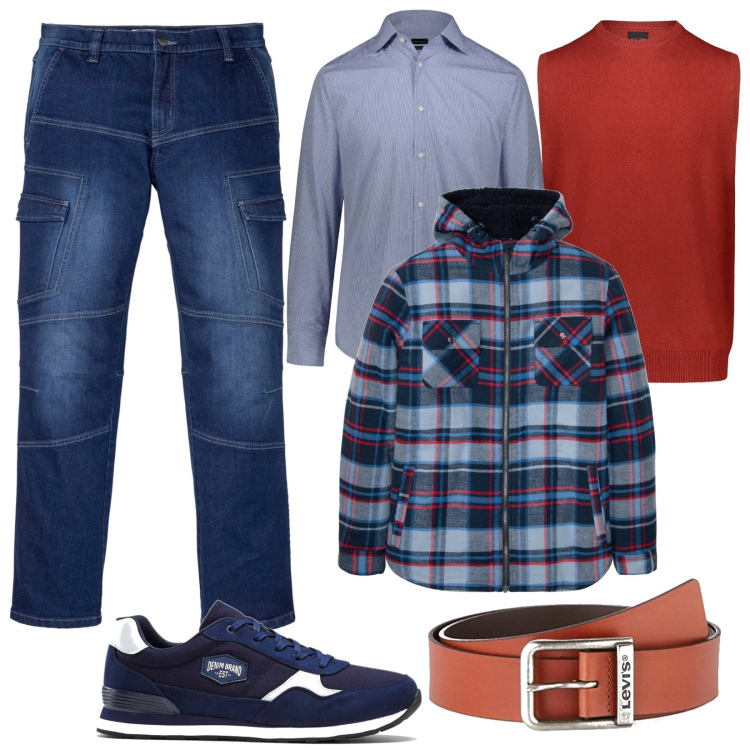 Outfit uomo - Un gilet in chiave moderna. Stile Casual per Tutti i giorni. Abbinamento con sneakers, jeans dritti, cappotti, gilet, cinture, camicie.