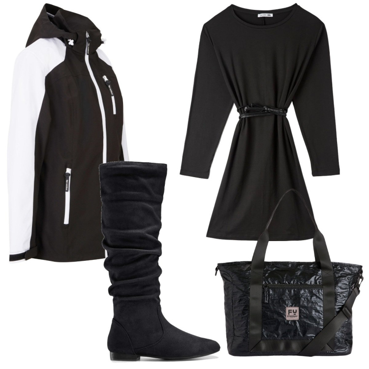 Outfit donna - Total look #1770380. Stile Trendy per Tutti i giorni. Abbinamento con stivali, blazer, vestiti midi/longuette, borse tote.