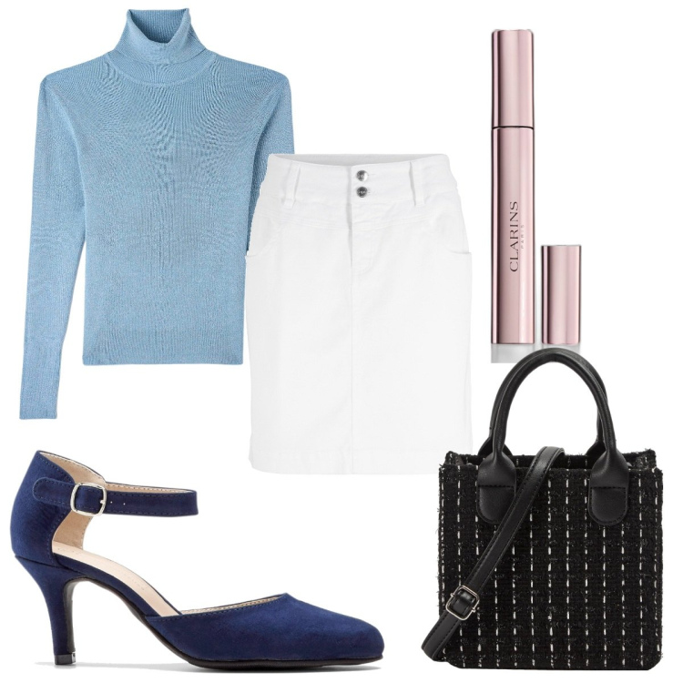 Outfit donna - Total look #1770442. Stile Trendy per Tutti i giorni. Abbinamento con minigonne, décolleté, mascara, maglieria, shopping bag.