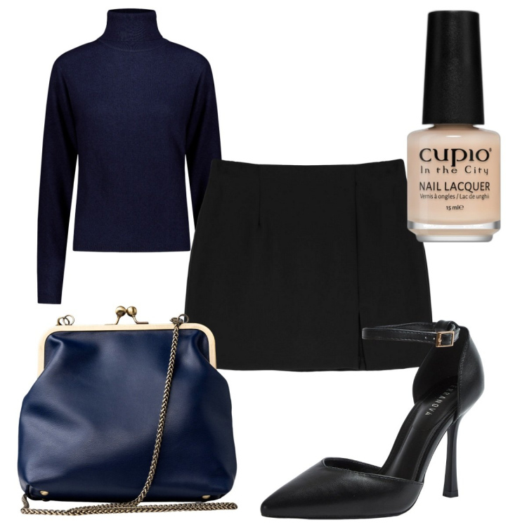 Outfit donna - Total look #1770448. Stile Trendy per Tutti i giorni. Abbinamento con smalti, décolleté, minigonne, maglieria, clutch.