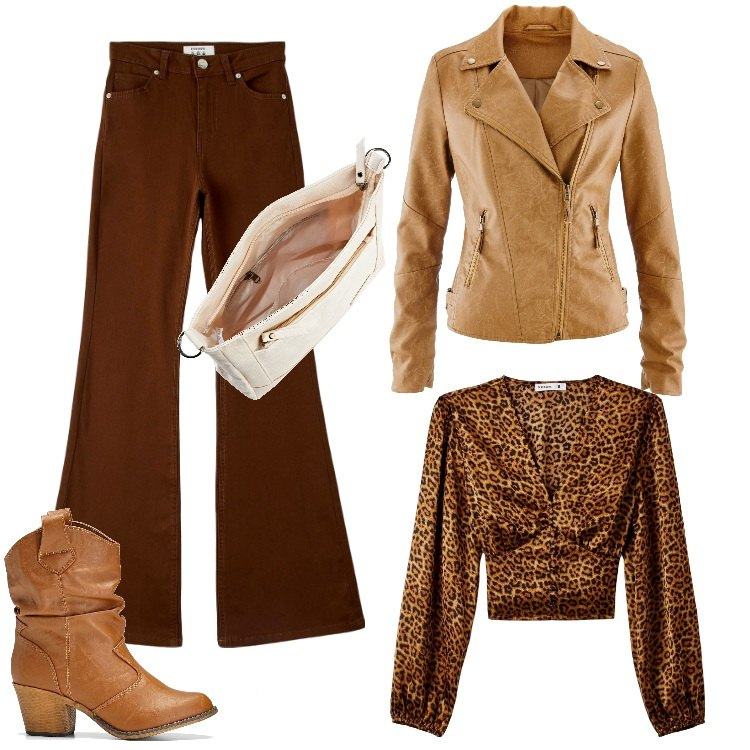 Outfit donna - Black Week - Novembre. Stile Trendy per Serata fuori. Abbinamento con stivaletti texani, borse a tracolla, blazer, bluse, pantaloni.