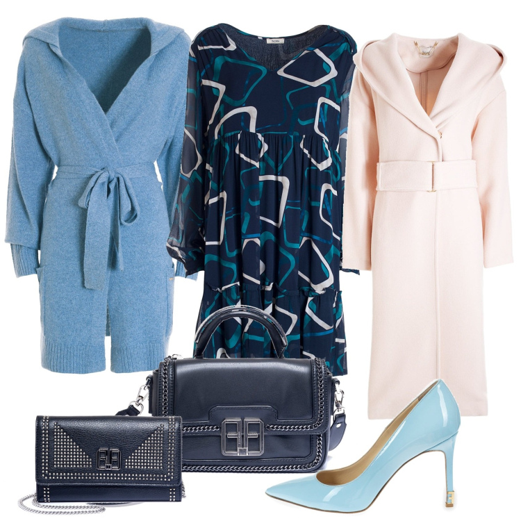 Outfit donna - Curvy Fracomina. Stile Chic per Ufficio. Abbinamento con cappotti, vestiti, cardigans, décolleté, borse a spalla, portafogli.