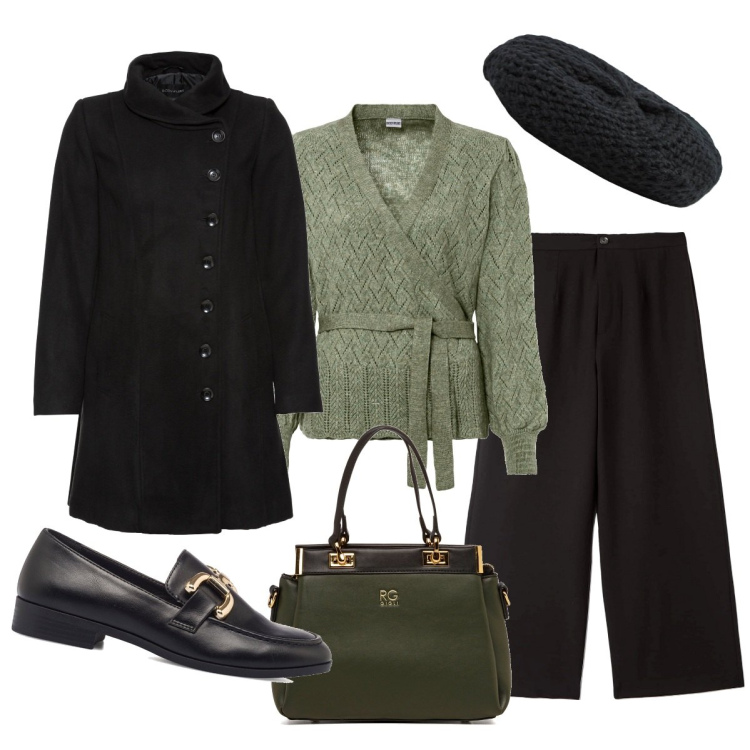 Outfit donna - Donne. Stile Casual chic per Tutti i giorni. Abbinamento con maglieria, cappotti, pantaloni, cappelli e berretti, mocassini, borse a spalla.