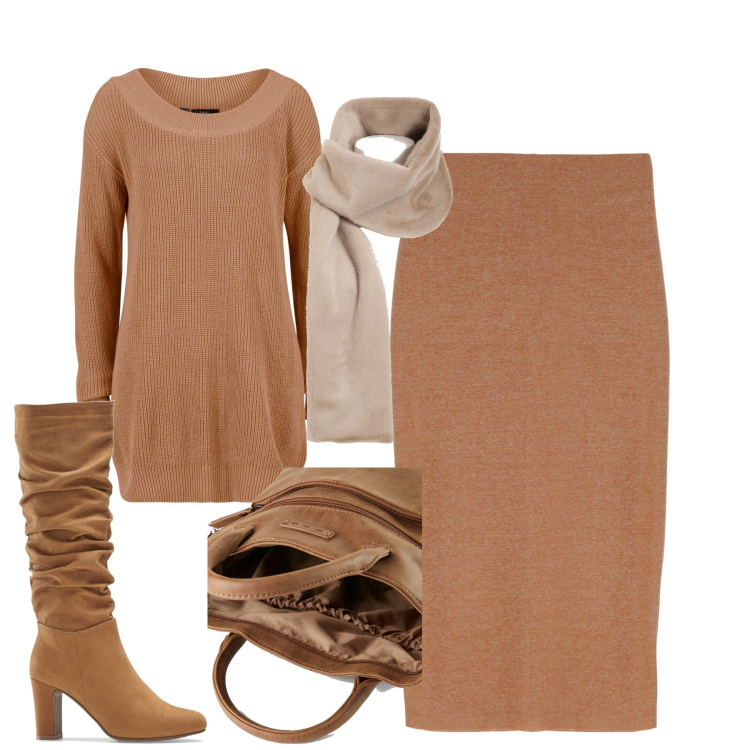Outfit donna - Total look #1771177. Stile Trendy per Tutti i giorni. Abbinamento con zaini, maglieria, stivali, foulard, gonne longuette.