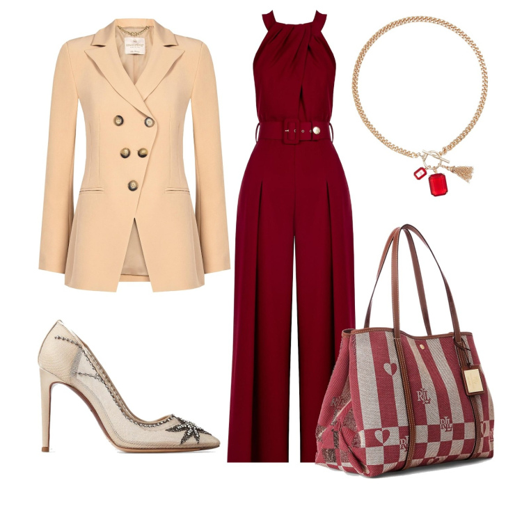 Outfit donna - Total look #1771217. Stile Chic per Serata fuori. Abbinamento con tute, cappotti, borse tote, collane, décolleté.