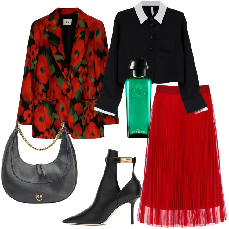 Outfit donna - Total look #1771495. Stile Bon Ton per Serata fuori. look ideale per Tall. Abbinamento con profumi, borse a spalla, gonne longuette, camicie, cappotti, stivaletti.
