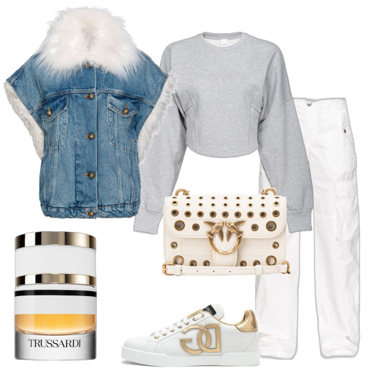 Outfit donna - Total look #1771506. Stile Sporty chic per Tutti i giorni. Abbinamento con profumi, blazer, felpe, borse a tracolla, pantaloni cargo, sneakers.