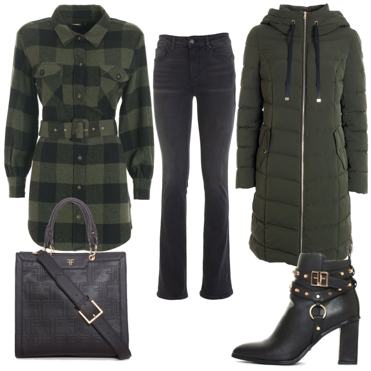 Outfit donna - Fracomina total look. Stile Urban per Tutti i giorni. Abbinamento con piumini, stivaletti, jeans bootcut, camicie, borse tote.