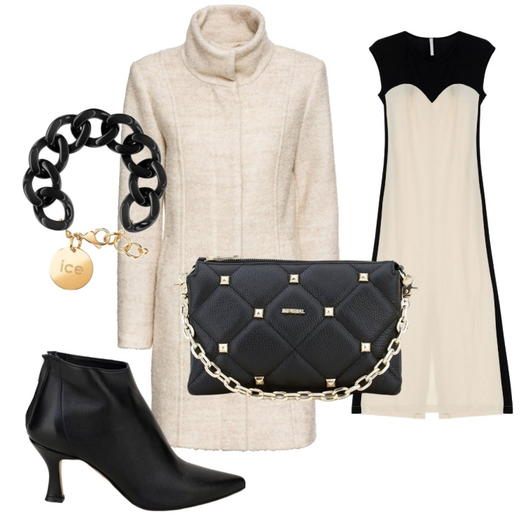 Outfit donna - Total look #1771536. Stile Glamour per Serata fuori. Abbinamento con cappotti, vestiti midi/longuette, pochette, stivaletti, braccialetti.