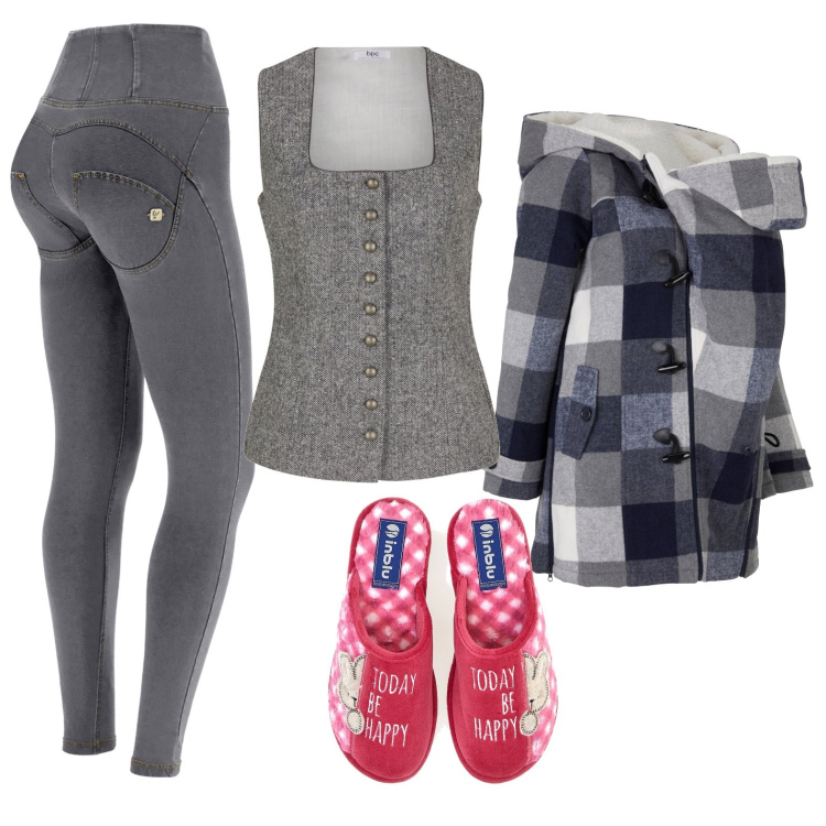Outfit donna - Total look #1771563. Stile Sporty chic per Sport. Abbinamento con blazer, body, jeggings, pantofole.
